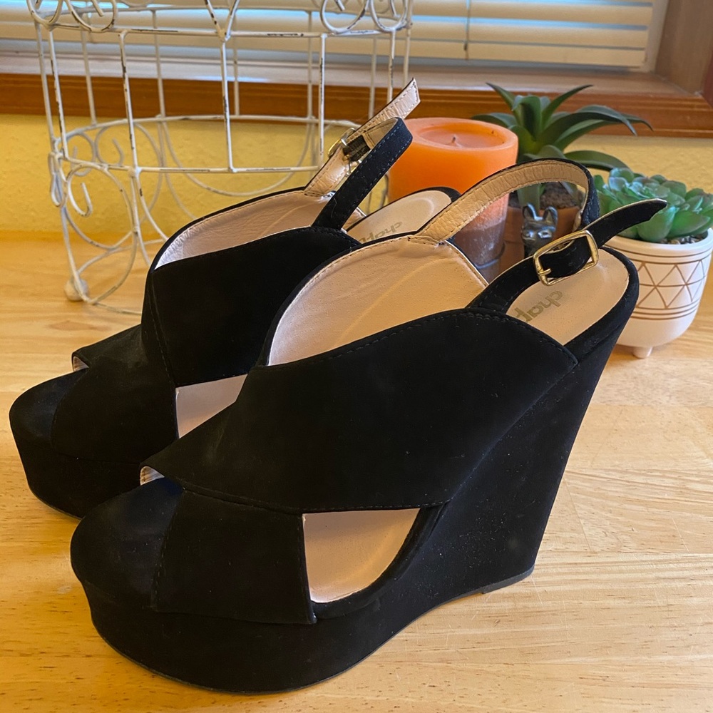 Charlotte Russe Black Cutout Wedges